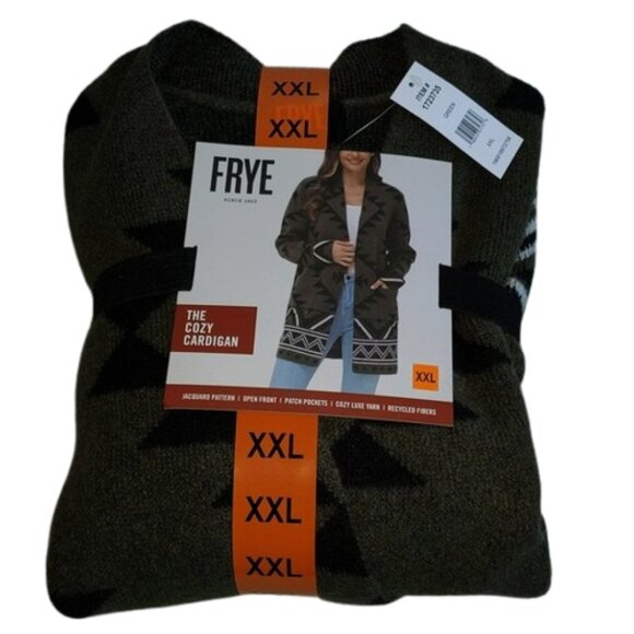 Frye Women's Size XXL Open Front Jacquard Pattern Cozy Cardigan w/Pockets New - Picture 8 of 8